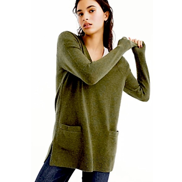 J. Crew Sweaters - J Crew V-Neck Front-Pocket Relaxed Fit Tunic Sweater In Supersoft Yarn
